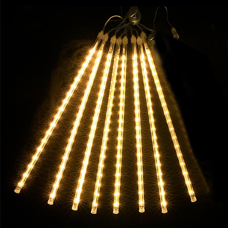 

Световой дождь Метеоритный дождь Наружная Рождественская гирлянда 8 трубок Снегопад Сосульки Свет для украшения праздничной елки 30CM 8 Tubes&220V EU UK AU Plug теплый белый