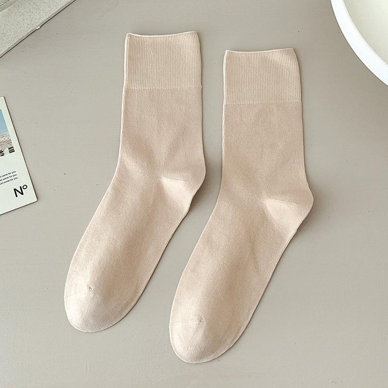 Socks Pure Cotton Boneless Stacking Socks Spring And Autumn Thin Breathable Sweat-Absorbing Deodorant Cotton Medium Tube Socks