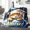 Cute Teddy Bear Sleeping On Clouds Under A Starry Night Sky With Moon And Stars Gift Personalized Blanket Personalized Name Soft Cozy Versatile For
