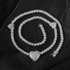 Cross-border Trendy 5A Grade Zircon 4mm Hip Hop Cuban Chain Necklace for Both Men Women Heart-shaped Clasp Silver 18K Gold