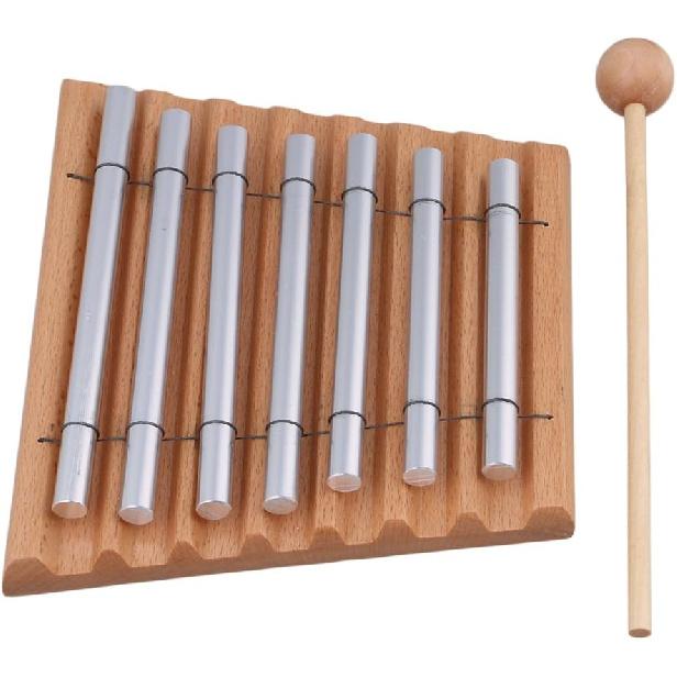 Lovermusic 7 Tone Wood Instrument Energy Chime with Mallet & 7 Tubes Wooden Collection Percussion Accessories