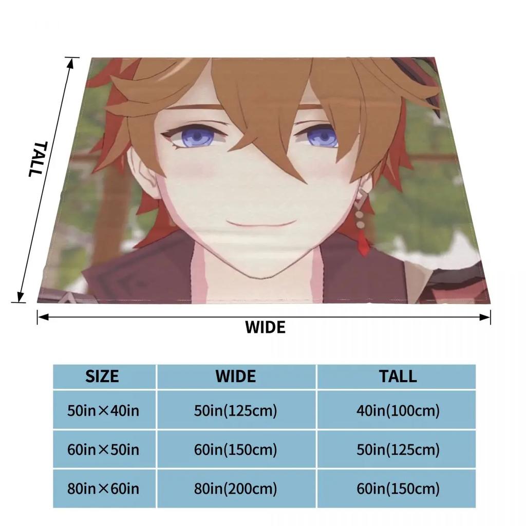 Childe Hutao Tartaglia Genshin Impact Blanket Acg Anime Flannel Funny Warm Throw Blanket for Chair Covering Sofa Autumn/Winter