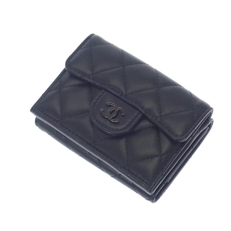CHANEL  AP0230_B13639 Tri-fold wallet So Black lambskin Women