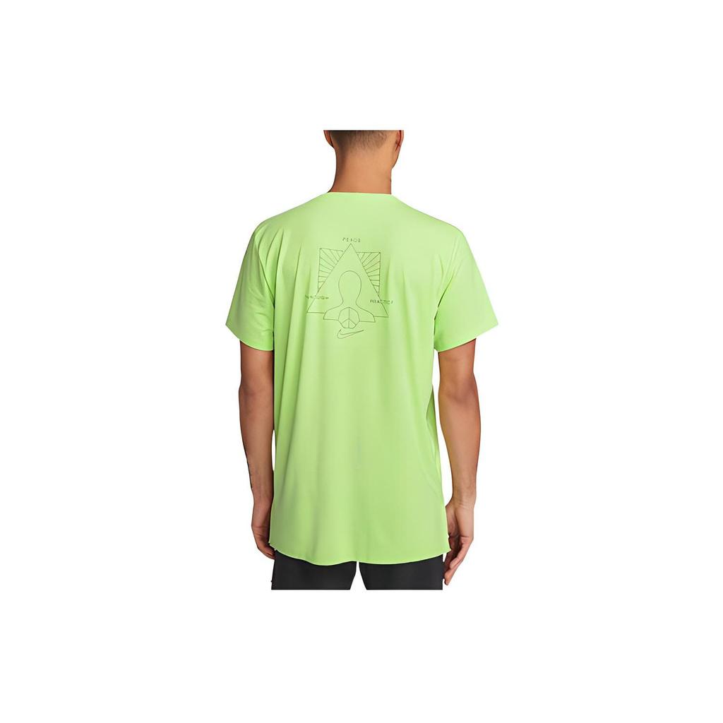 Nike Yoga Dri-Fit Pattern Print Round Neck Training Short Sleeve T-Shirt Men Tops Green DM8142-360