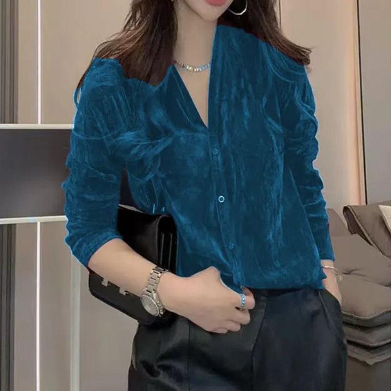 High-end Velvet V-neck Cardigan Autumn New Long-sleeved Jacket Fashionable Casual Anti-wrinkle