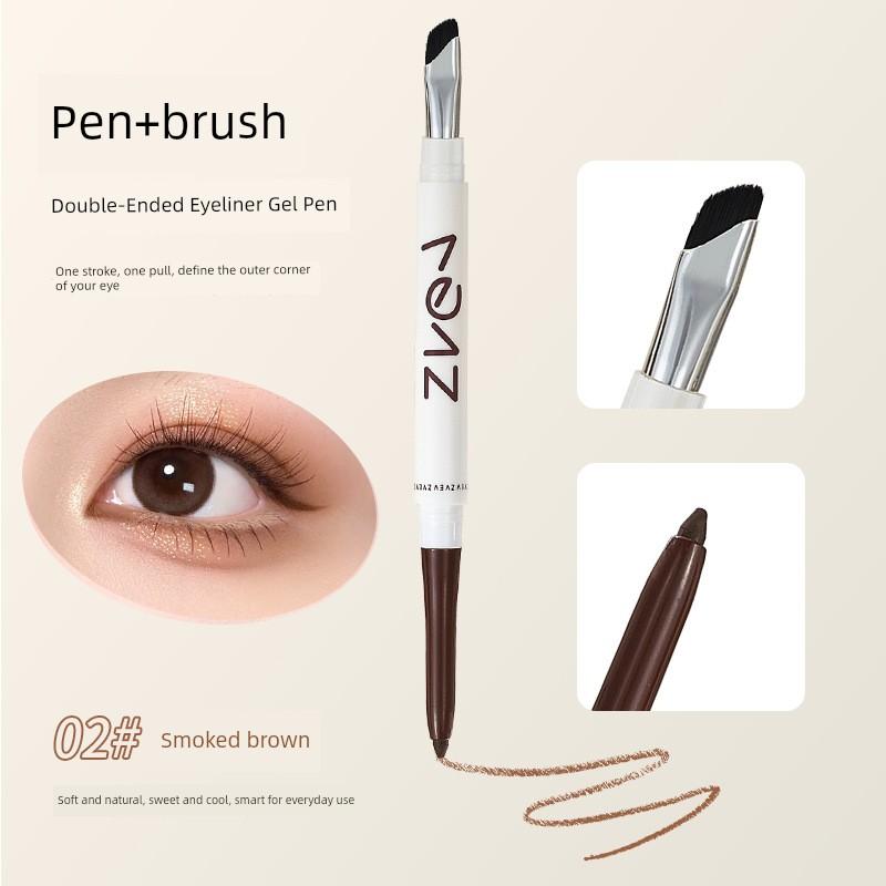 Double-Ended Eyeliner Gel Pen for Beginners, Waterproof, Sweat-Proof, Smudge-Proof, Long-Lasting, Non-Fading, Suitable for Lower Lash Line