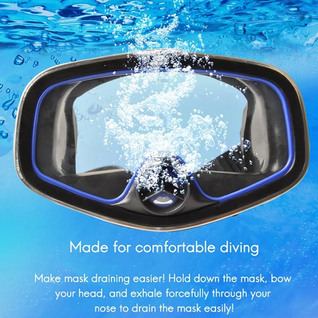 Snorkels Diving Mask Tempered Glass Lens Swimming Snorkeling Goggle Mask Large Frame Adult Diving Mask for Women Men