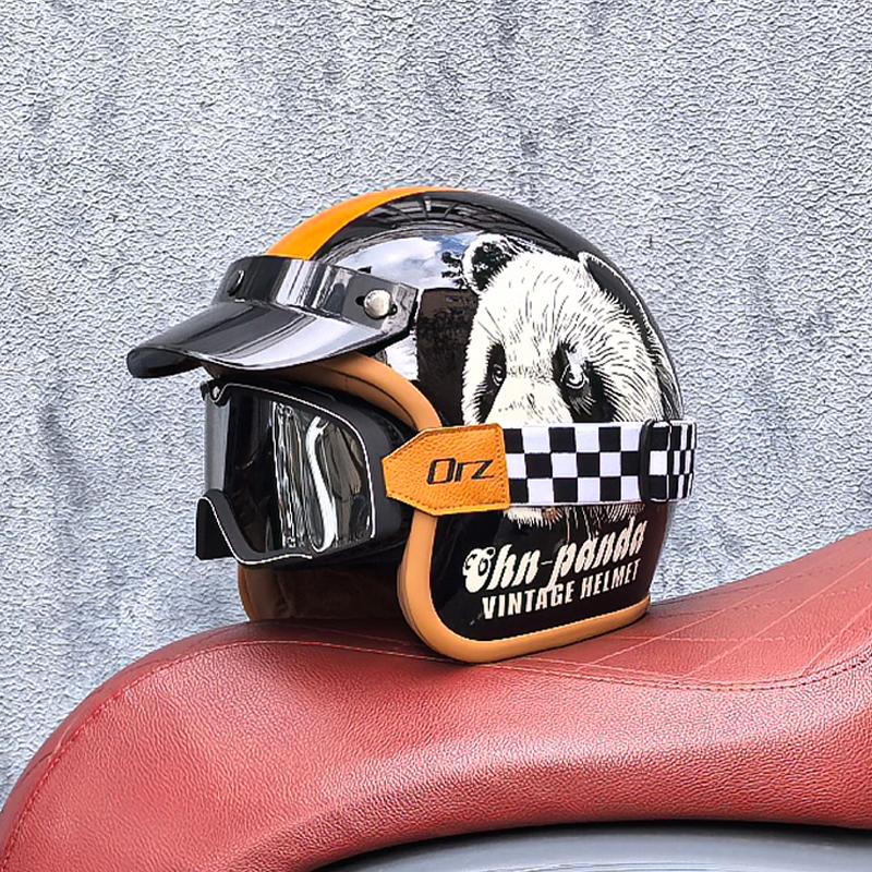 Retro Halb-Open Motorradhelm Cross-Country Motorradzubehör Motorradhelm 3/4 Retro-Helm im Winter