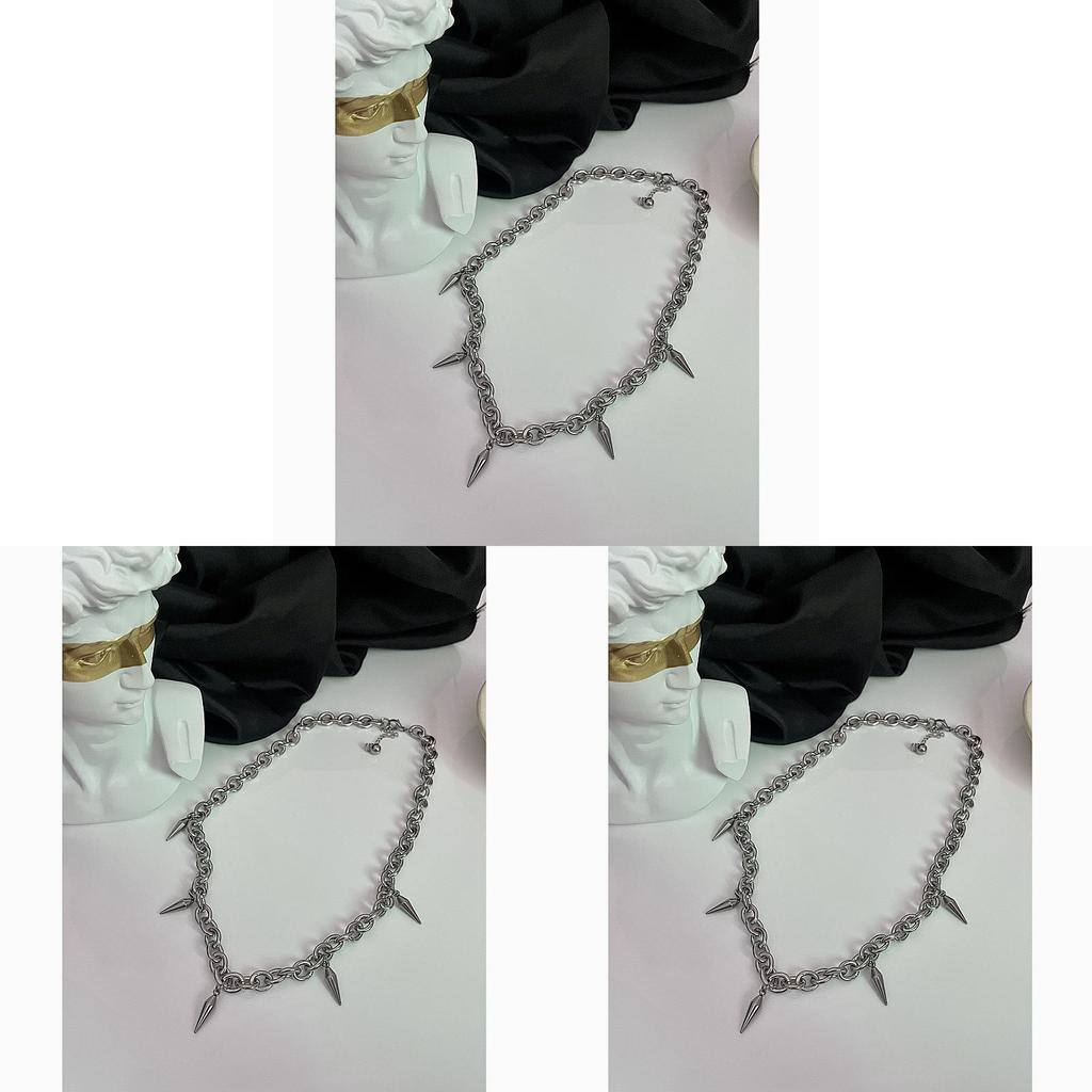 Titanium Steel Tassel Rivet Necklace For Men And Women Punk Style Geometric Design
