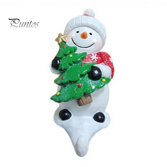 Cute Decorative Hangers Christmas Snowman Resin Hook Decor, Figurine Hanging for Xmas Desktop Figurines Stocking Key Holder, Ornament Fireplace