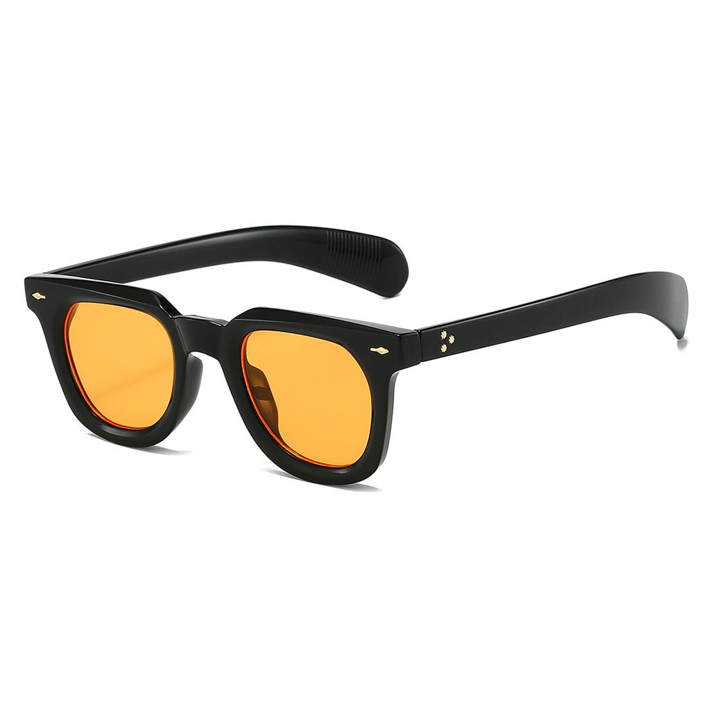 KAMMPT Women's Retro Square Rivets Shades for Decor Hip Pop Punk Trends Hiking Sunglasses Trendy Solid Color Men Sun Glasses