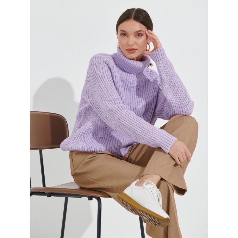 Women's Autumn and Winter Knitted Loose High Neck Thickened Lapel Sweater
