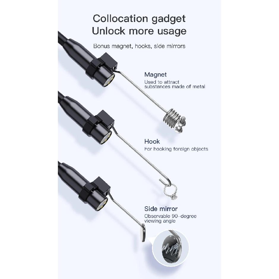 Endoscope Camera with 4.3 Inch IPS HD Screen Borescope Camera HD1080P with 8LED Lights IP67 Waterproof Inspection Camera for Car