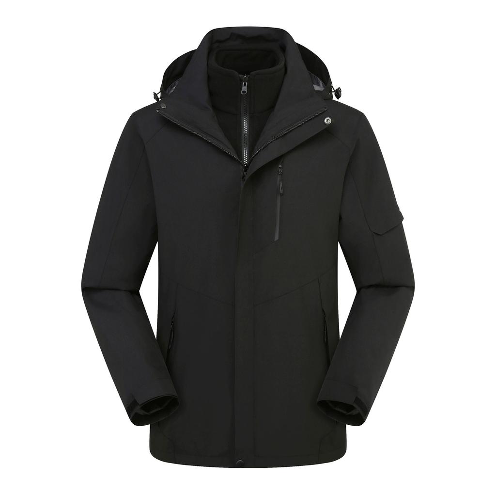 Autumn Winter Outdoor Jacket Men's and Women's Three-in-one Two-piece Couple Mountaineering Suit Detachable Waterproof and Windproof Jacket Overalls