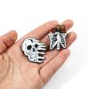 Dark Wind Horror Skull Alloy Brooch Halloween Skull Flower Arrangement Metal Badge Clothes Bags