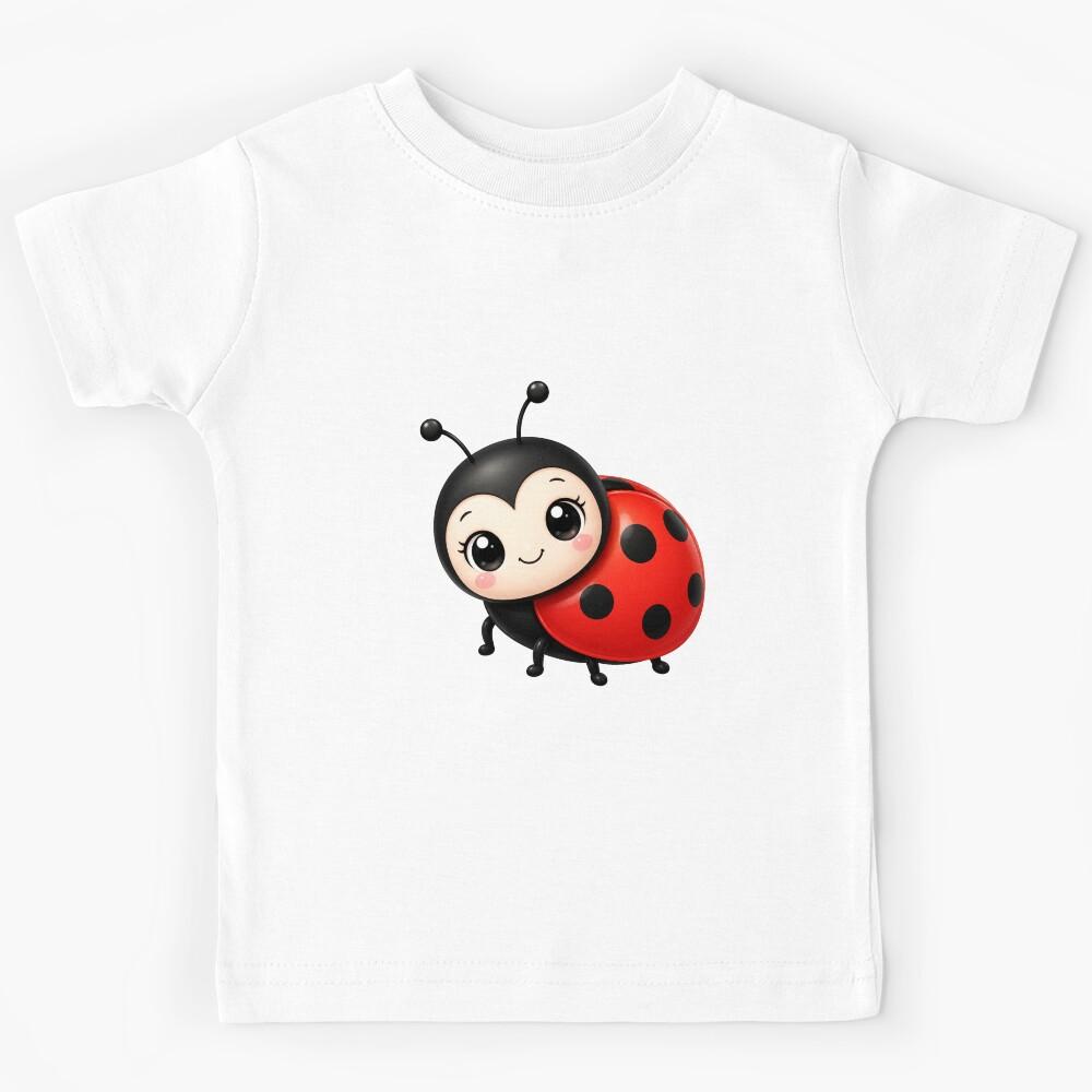 Cute Kawaii Ladybug Adorable Happy Little Garden Bug Kids T-Shirt 100