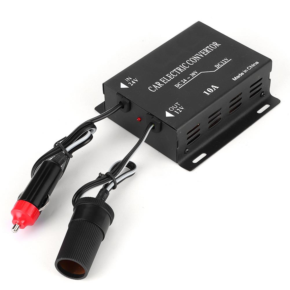 10A 24V to 12V Voltage Converter Car Power Supply Step‑Down Transformer Universal for RVs Truck Yacht