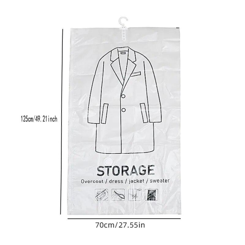 Hanging Vacuum Storage Space Saver Bags for Clothes for Suits, Dress, Jacket