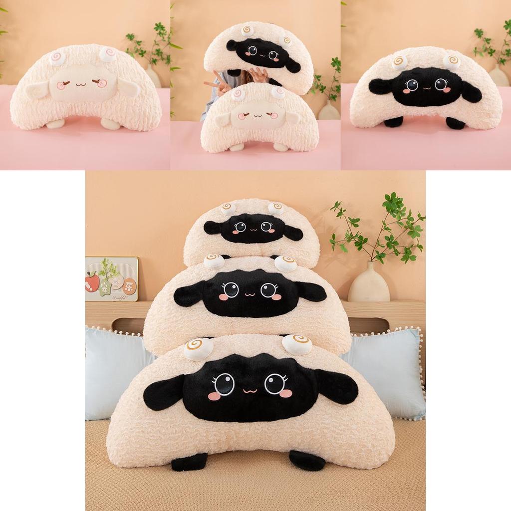 Almofada de Pelúcia de Ovelha Fofa com Material de Pelúcia Curta para Decoração de Cama Infantil