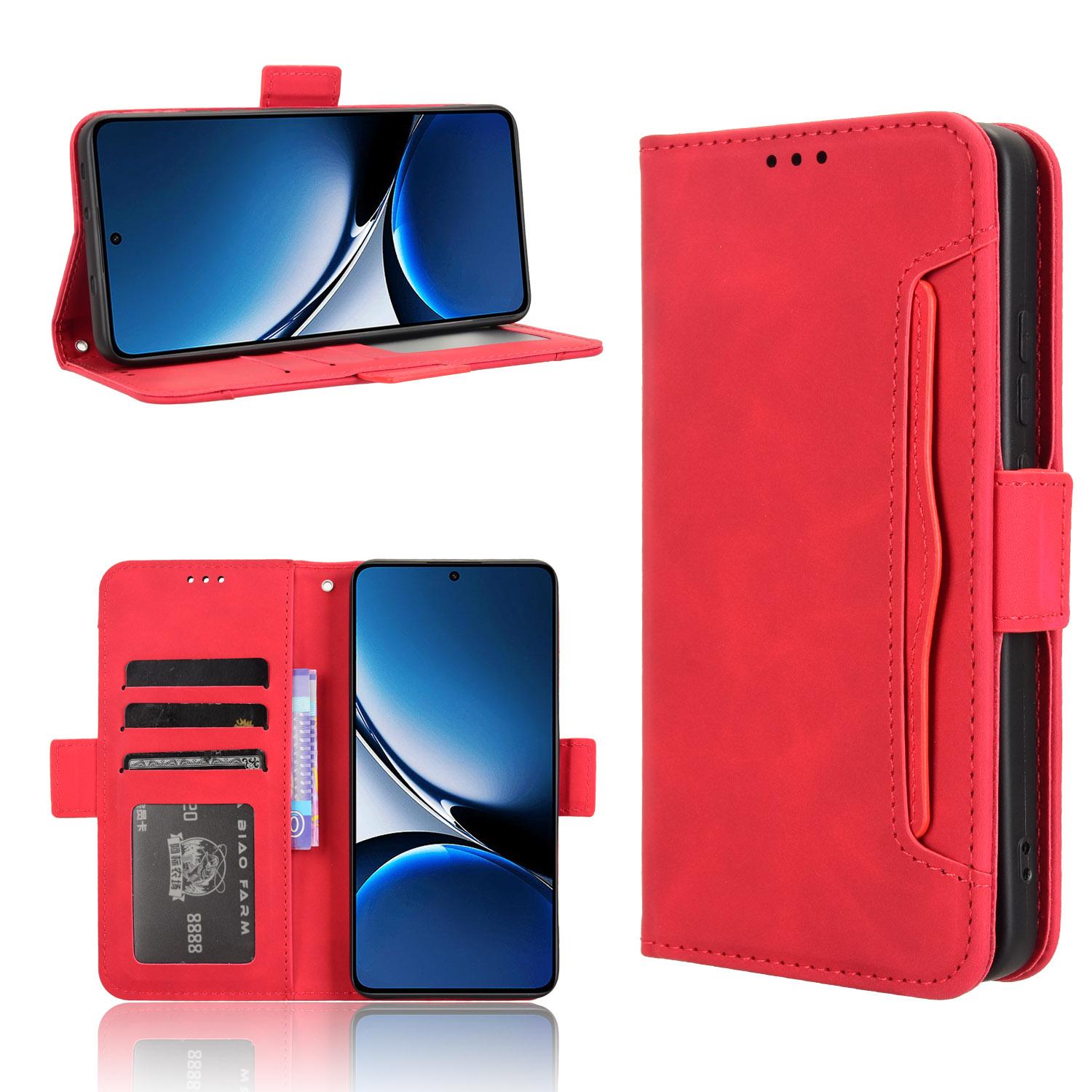 

Для Xiaomi Redmi Turbo 4 5G/Xiaomi Poco X7 Pro 5G Кожаный чехол Обложка-кошелек для телефона с несколькими слотами для карт Red