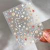 Colorful Shell Luster Starfish Scrapbook Journal Stickers 3D Embossed Cute Sea Star Decals for DIY Self-Adhesive Manicure Charms