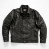 Denim leather jacket men's lapel leather jacket locomotive clothing casual short first-layer cowhide jacket