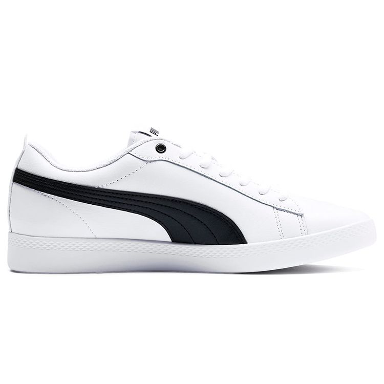 Puma Smash v2 piele alb negru pantofi femei 365208-01