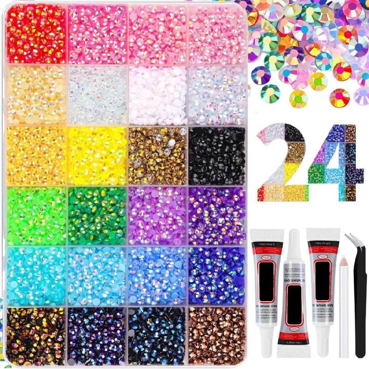 1Box Resin Glittering Flat Back Rhinestones Nail Gems Flatback Nail Decoration Assorted Sizes 3mm