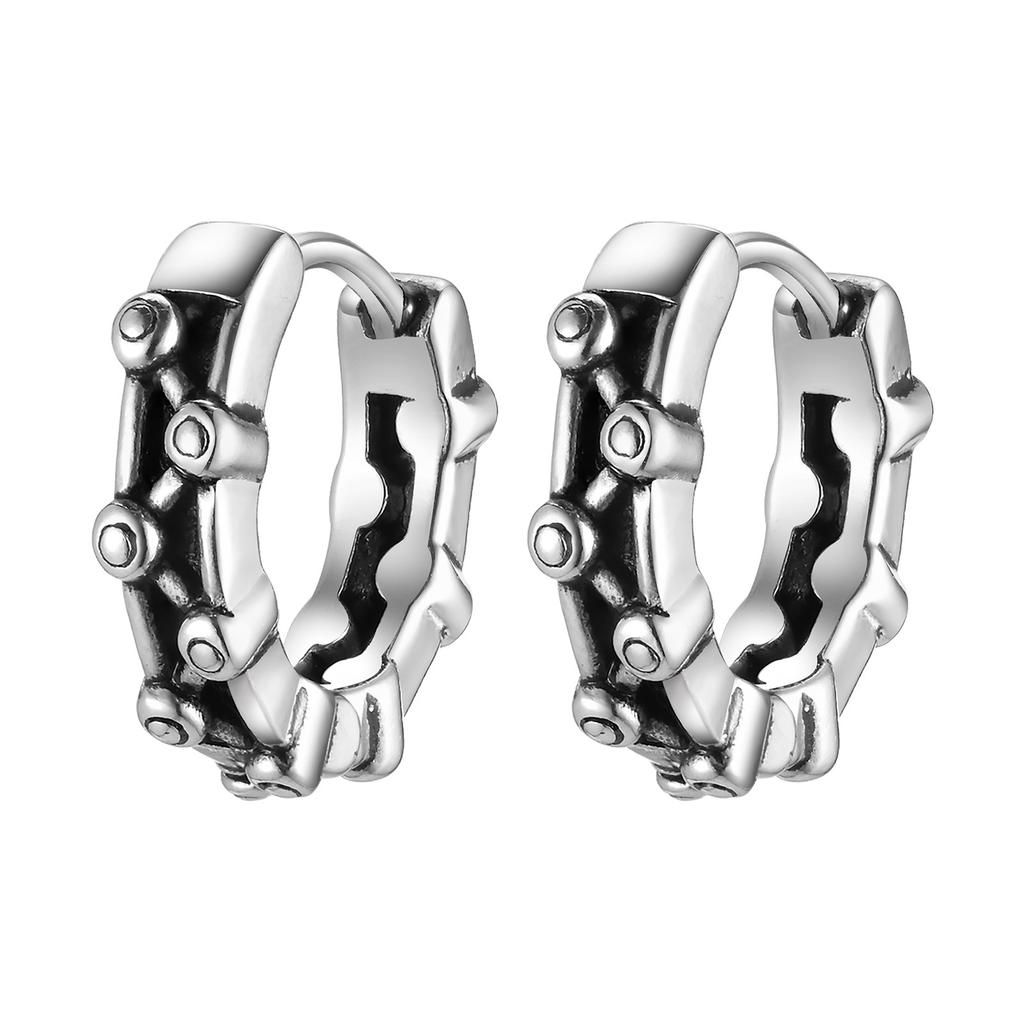 Irregular Hoop Earrings for Men Boys,Stainless Steel Huggie Hoop Earrings,Retro Punk Jewelry