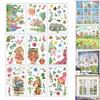 9 Sheets Spring Flower Butterfly Gnomes Window Sticker Reusable PVC Decal Glass Door Clings for Home School Party Decors