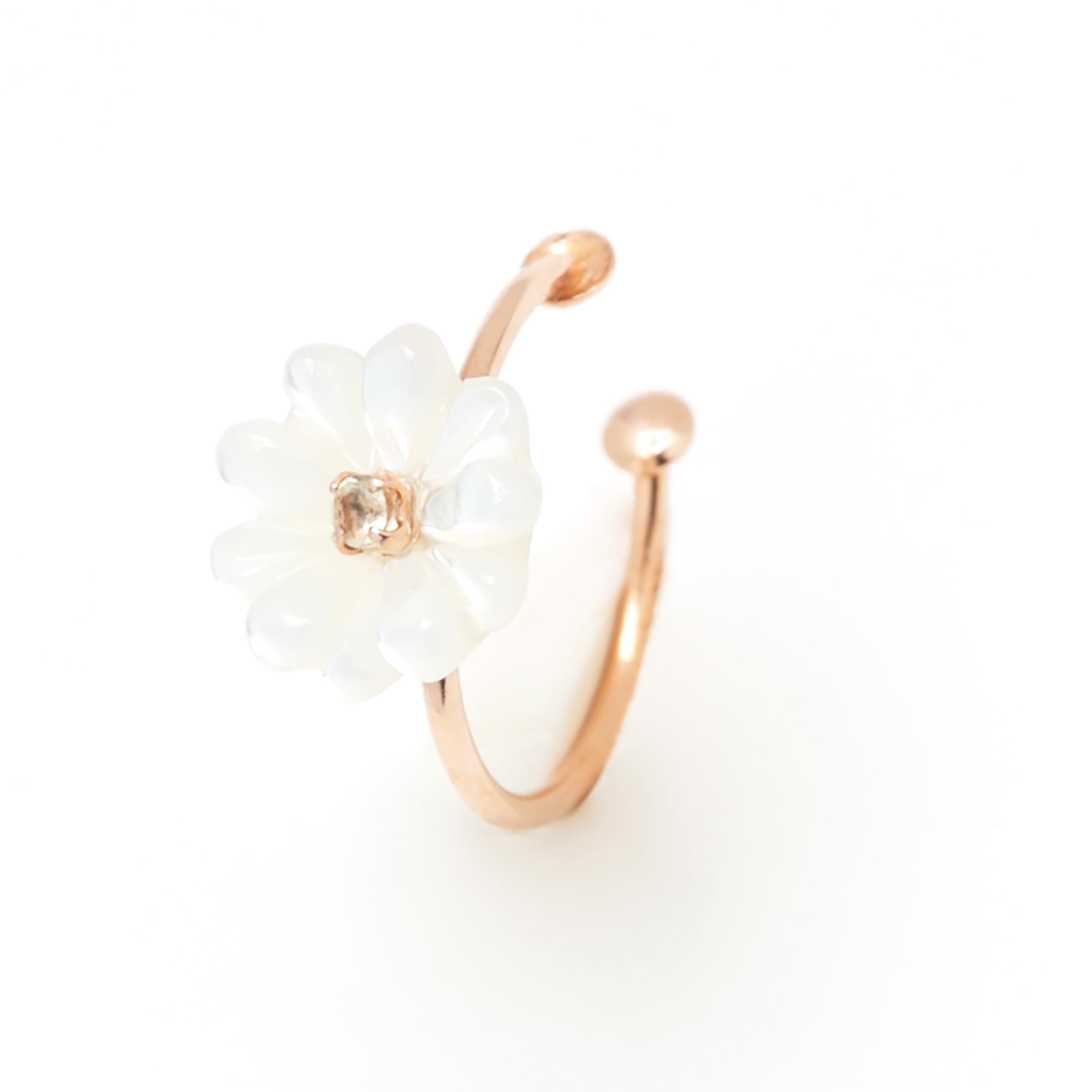 

[Official] ESTELLE [WEB Exclusive] Women s Ear Cuff in 10K Pink Gold, February Birth Flower, Daisy (0294-0016-0000-0000)