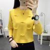 Women's Knitted Top Autumn Winter Korean Style Loose Sweater Crew Neck Pullover Long Sleeve Short Length Base Layer Upper Garment