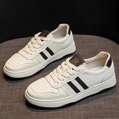 Zapatos Blancos de Cuero de Suela Blanda Zapatos de Mujer Primavera Nuevo Versátil Zapatos de Tablero Planos Casuales Zapatos Deportivos de Mujer