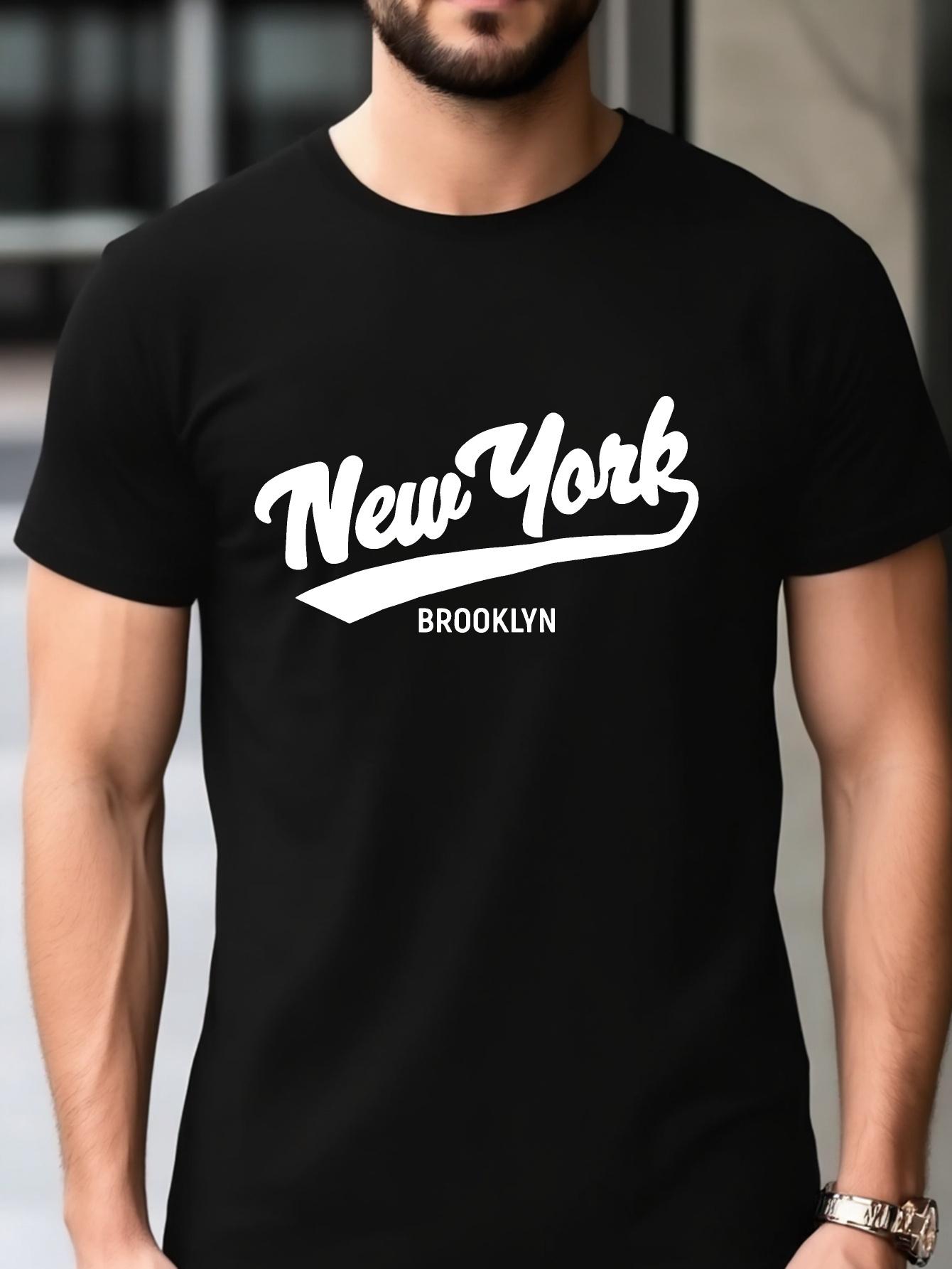 6296 Cotton Blend T-shirt - Summer Casual & Sports Wear with New York Brooklyn Graphic Print XXL