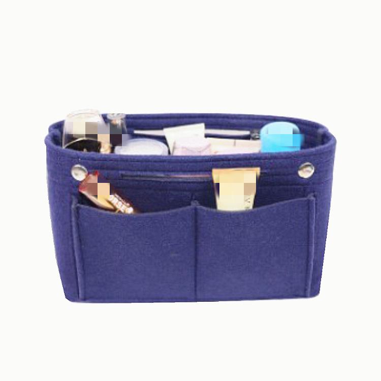 Large Capacity Felt Makeup Bag: Multifunctional Women's Travel Organizer with Snap Closure