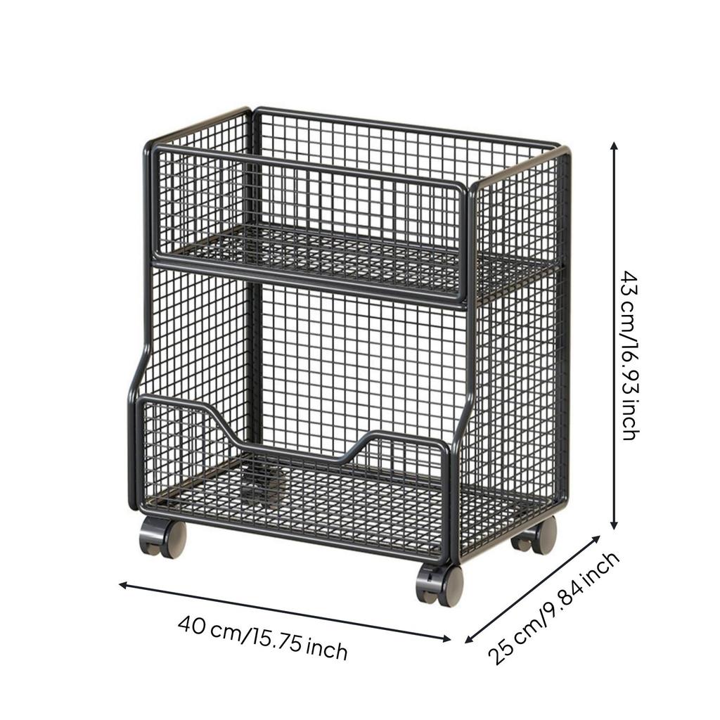 Open-Grid Bathroom Storage Rack Ventilated Narrow Standing Shelf with Wheels