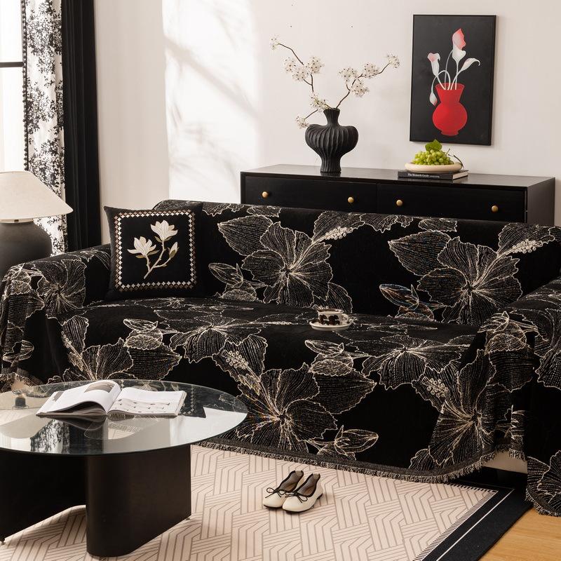 -Flower Sofa Towel Blanket, Chenille Couch Cover, Anti Cat Scratch, Chair Recliner Furniture Protector, One Piece