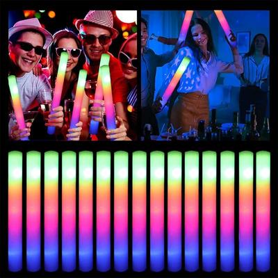 30Pcs LED Glow Sticks Bulk Colorful RGB Glow Foam Stick Cheer Tube Dark Light for Xmas Birthday Wedding Party Supplies