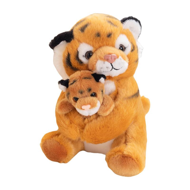 Cute Simulation Mother And Son Tiger Doll Plush Toy White Tiger Siberian Tiger Doll Children Soothing Rag Doll