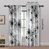 Set Of 2 Bohemian Print Curtains Style Black Floral Durable Polyester Fabric Without Rod Art Deco Festive Perfect Curtain Made