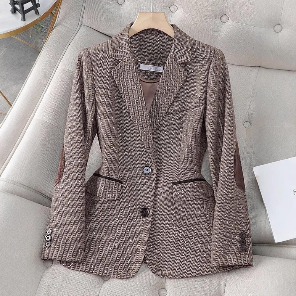 Women's Sequined Suit Jacket - High-End Spring/Autumn 2024 Casual Blazer