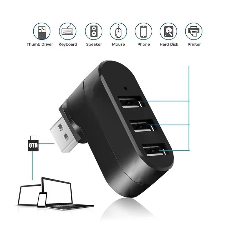 Rotatable USB HUB USB3.0 2.0 Type C HUB USB Splitter 4 Ports Multiple Expander For Computer Laptop MacBook U Disk Data Transfer