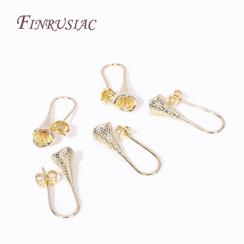 Trendy French Trumpet Earring Hooks Accessories Rhodium/18K Gold Plated Pearl Ear Wire Mounting DIY Pearls Earring Findings