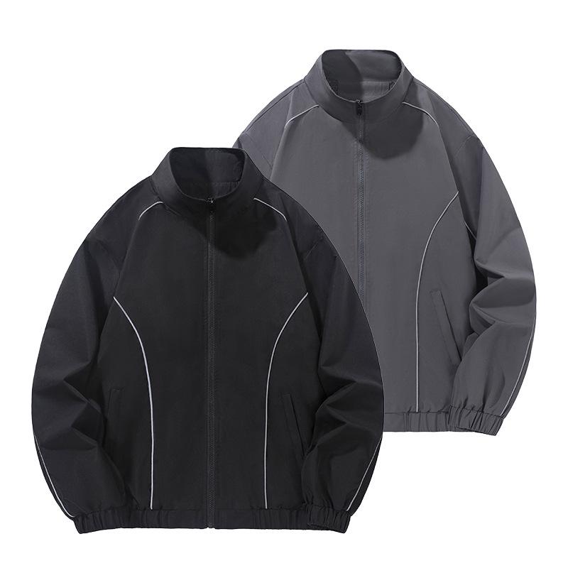 Cross2026 Men's Trendy Stand-up Collar Casual Jacket - Spring/Autumn, Loose-Fit, Academy Style, Lightweight, Sports Design