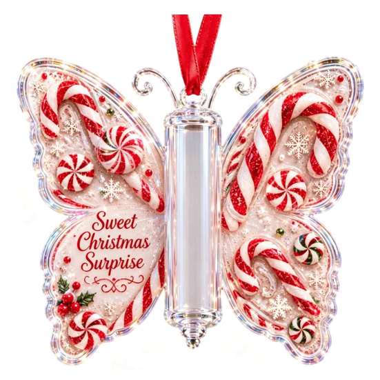 Weihnachtsbaum-Hänge-Dekoration Bargeld-Geschenk-Schmuckstück, Acryl-Schmetterling Geldhalter mit Eingebaut?in Ornament für durchsichtiges Fach, Weihnachtsbaum,