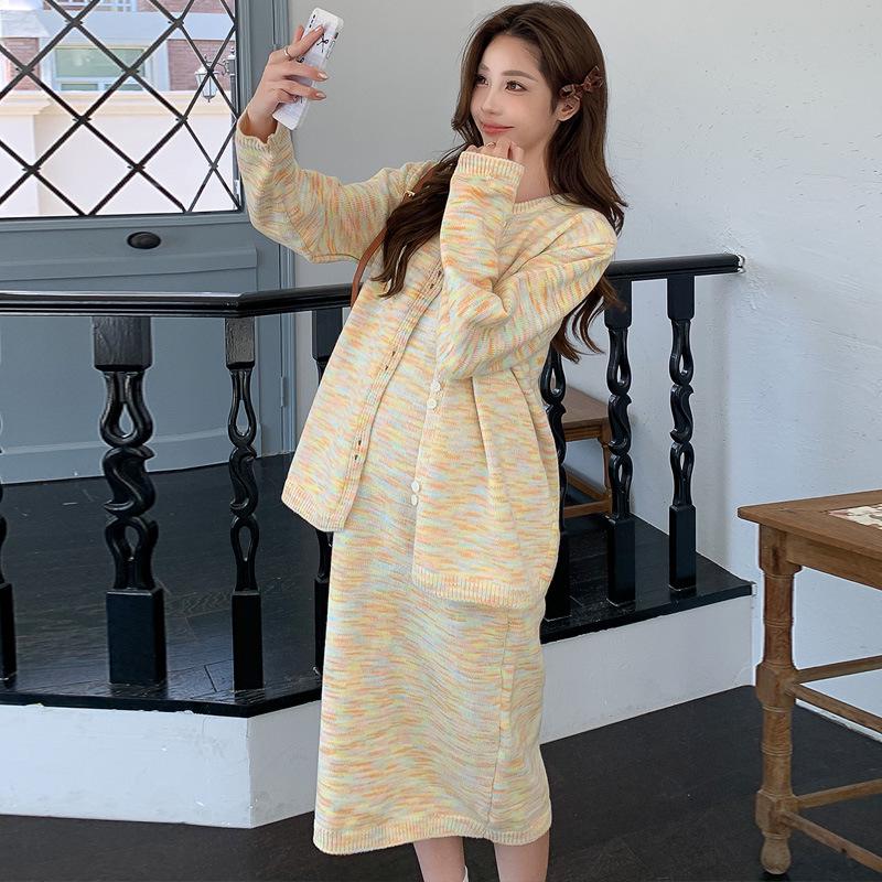 

Maternity Knitted Sweater Dress & Cardigan Two-Piece Set L