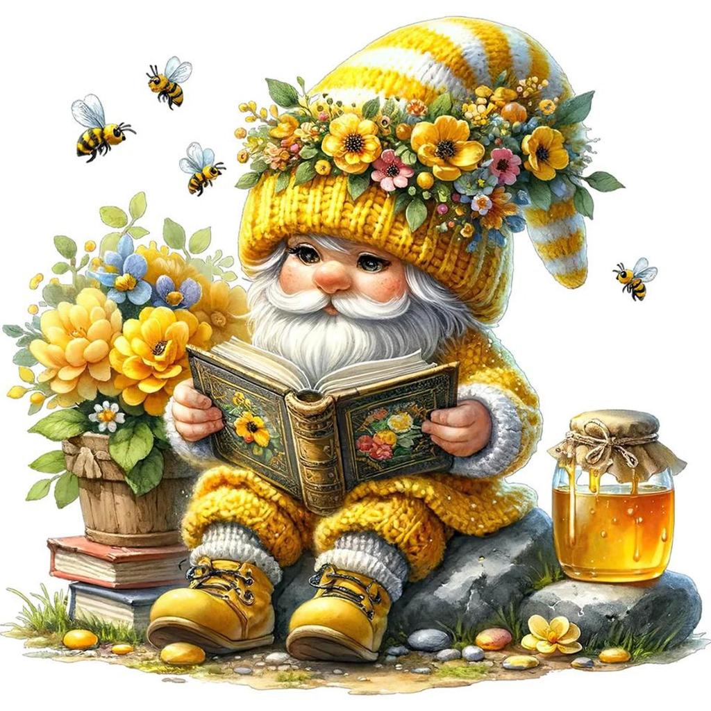 Gnome 5D DIY Full Drill Round Diamond Painting Kit for Home Wall Decoration