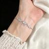 Sweet Bowknot Zircon Charm Bracelet Silver Plated Full Paved Adjustable Box Chain Women Bracelet