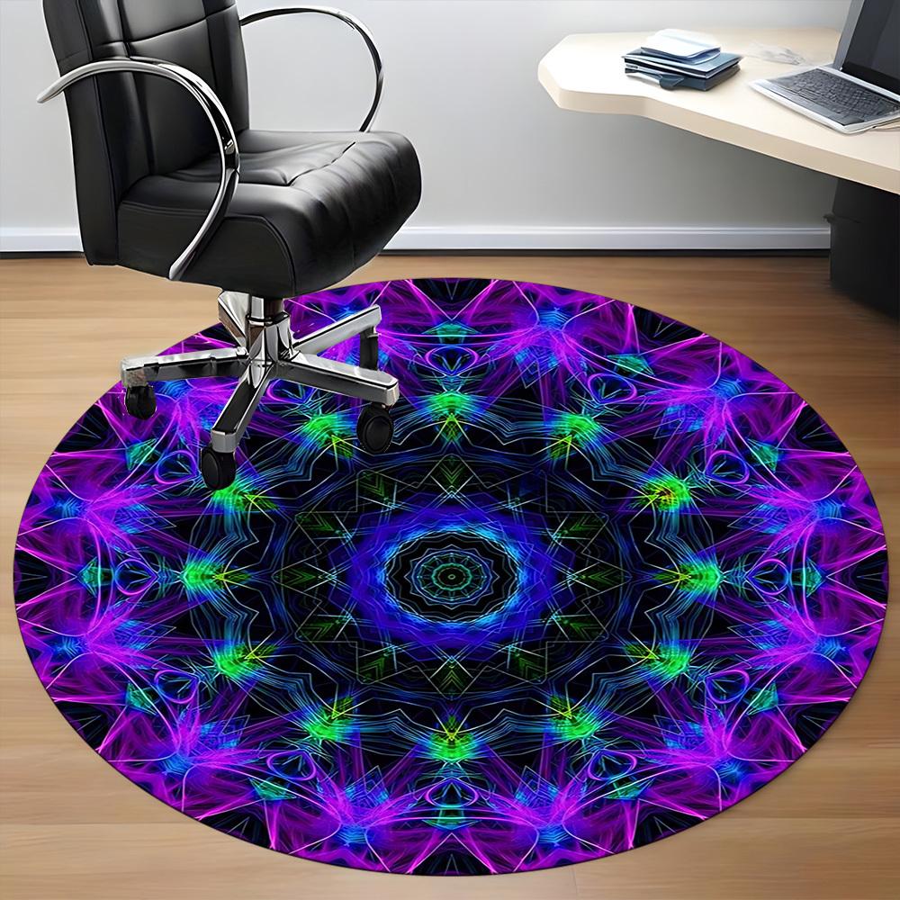 1 Stück Kaleidoskop-MusterStuhlteppich für Büro, Innenbereich Rutschfest Waschbar Polyesterfaser Teppich, Matte Für Büro, Maschinenwaschbar