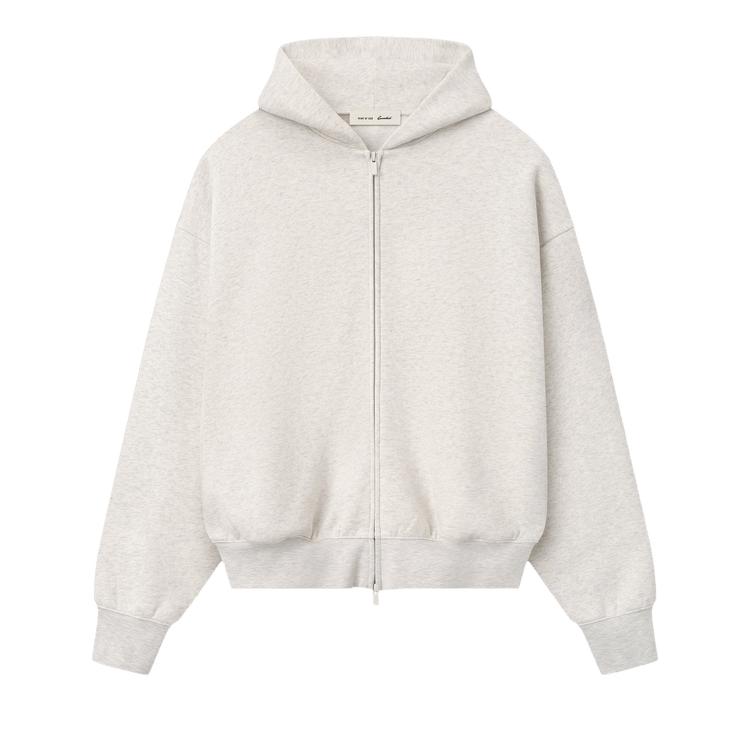 

Fear of God Essentials Signature Classic Full Zip Hoodie Oatmeal/Light Heather Unisex Tops Cream 192SP264784F S